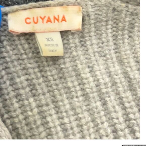 Cuyana Wool Cashmere Grey Ribbed Oversized Bell Sleeve V-Neck Sweater Size XS - Picture 5 of 6
